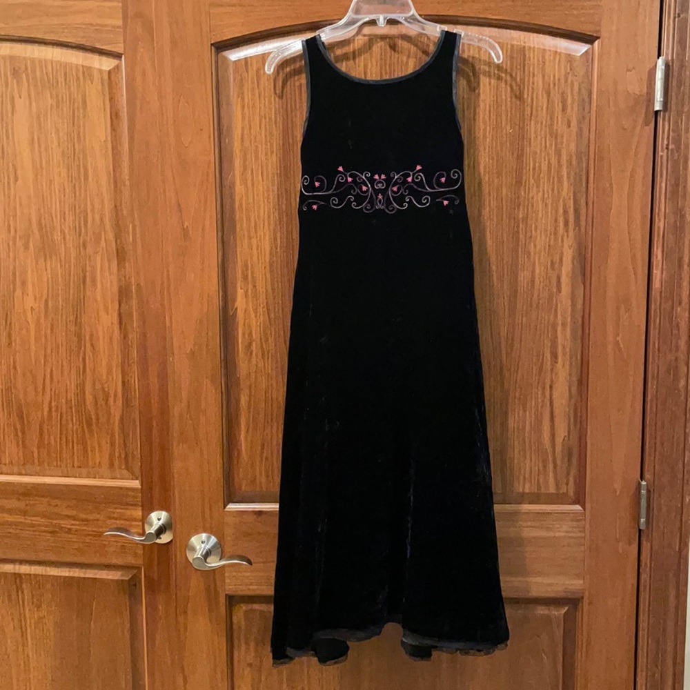 Retired American Girl starry night Velvet Embroidered Floral Dress Size 12